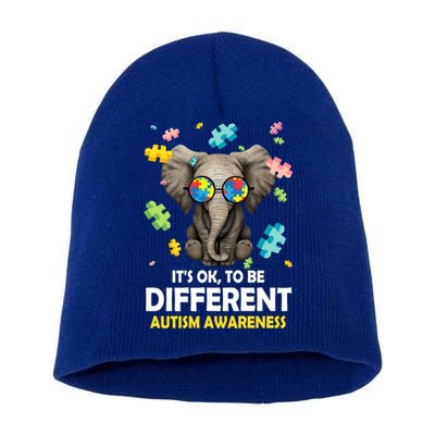 It's Ok To Be Different Elephant Autism Awareness Puzzle Meaningful Gift Short Acrylic Beanie