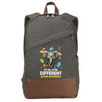 It's Ok To Be Different Elephant Autism Awareness Puzzle Meaningful Gift Cotton Canvas Backpack