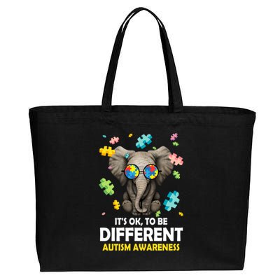 It's Ok To Be Different Elephant Autism Awareness Puzzle Meaningful Gift Cotton Canvas Jumbo Tote