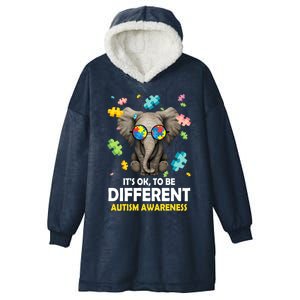 It's Ok To Be Different Elephant Autism Awareness Puzzle Meaningful Gift Hooded Wearable Blanket