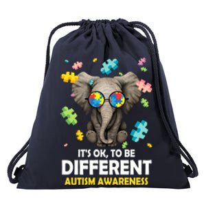 It's Ok To Be Different Elephant Autism Awareness Puzzle Meaningful Gift Drawstring Bag