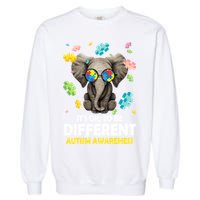 It's Ok To Be Different Elephant Autism Awareness Puzzle Meaningful Gift Garment-Dyed Sweatshirt