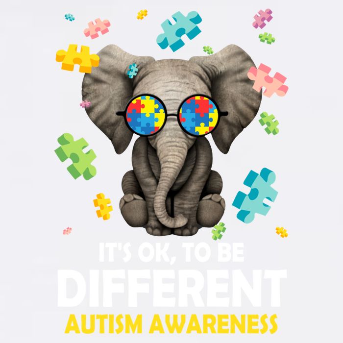 It's Ok To Be Different Elephant Autism Awareness Puzzle Meaningful Gift Garment-Dyed Sweatshirt