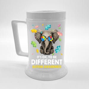 It's Ok To Be Different Elephant Autism Awareness Puzzle Meaningful Gift Beer Stein