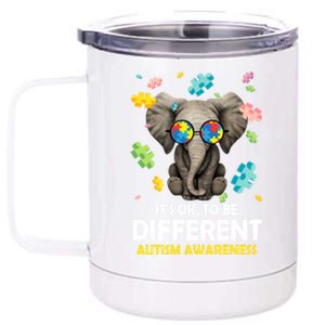 It's Ok To Be Different Elephant Autism Awareness Puzzle Meaningful Gift 12 oz Stainless Steel Tumbler Cup