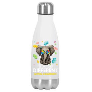 It's Ok To Be Different Elephant Autism Awareness Puzzle Meaningful Gift Stainless Steel Insulated Water Bottle