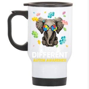 It's Ok To Be Different Elephant Autism Awareness Puzzle Meaningful Gift Stainless Steel Travel Mug