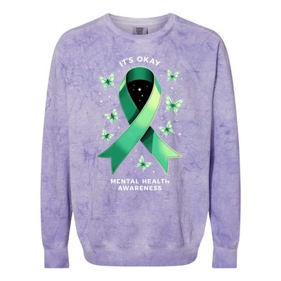 ItS Okay Tal Health Awareness Green Ribbon Great Gift Colorblast Crewneck Sweatshirt