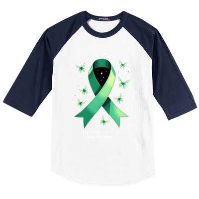 ItS Okay Tal Health Awareness Green Ribbon Great Gift Baseball Sleeve Shirt