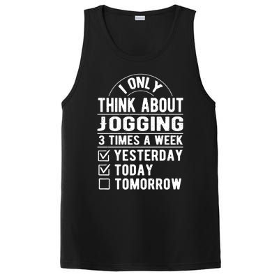 I Only Think About Jogging Sayings Running Quotes Runner Cute Gift PosiCharge Competitor Tank