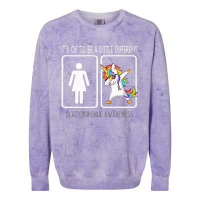 It's Ok To Be A Little Different Schizophrenia Awareness Colorblast Crewneck Sweatshirt