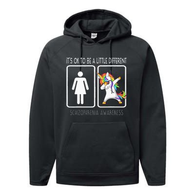 It's Ok To Be A Little Different Schizophrenia Awareness Performance Fleece Hoodie