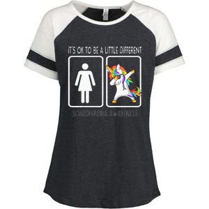 It's Ok To Be A Little Different Schizophrenia Awareness Enza Ladies Jersey Colorblock Tee