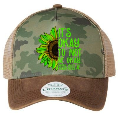 It's Okay To Not Be Okay Mental Health Awareness Green Sunflower Legacy Tie Dye Trucker Hat