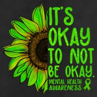 It's Okay To Not Be Okay Mental Health Awareness Green Sunflower 7 Panel Mesh Trucker Snapback Hat