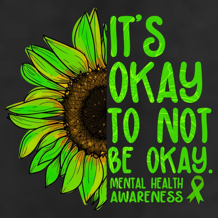 It's Okay To Not Be Okay Mental Health Awareness Green Sunflower 7 Panel Mesh Trucker Snapback Hat