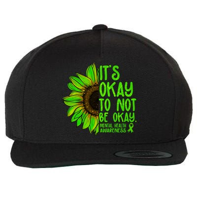 It's Okay To Not Be Okay Mental Health Awareness Green Sunflower Wool Snapback Cap