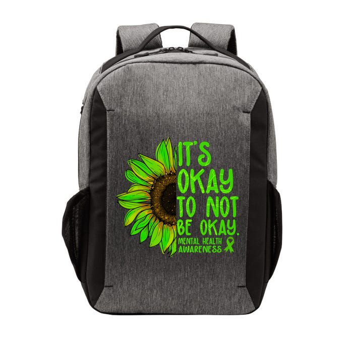 It's Okay To Not Be Okay Mental Health Awareness Green Sunflower Vector Backpack