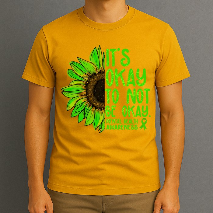 It's Okay To Not Be Okay Mental Health Awareness Green Sunflower T-Shirt