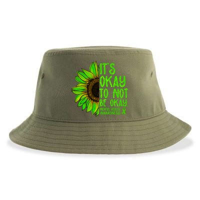 It's Okay To Not Be Okay Mental Health Awareness Green Sunflower Sustainable Bucket Hat