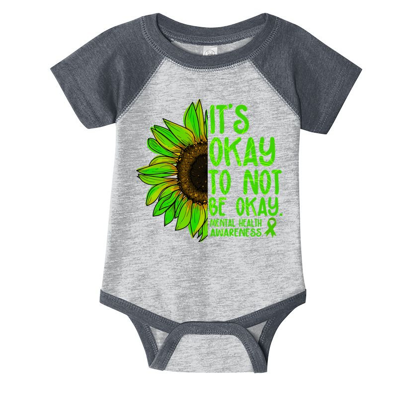 It's Okay To Not Be Okay Mental Health Awareness Green Sunflower Infant Baby Jersey Bodysuit