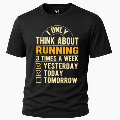 I Only Think About Running Sayings Runner Quotes Marathon Gift Performance Shirt