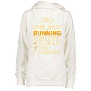 I Only Think About Running Sayings Runner Quotes Marathon Gift Womens Funnel Neck Pullover Hood