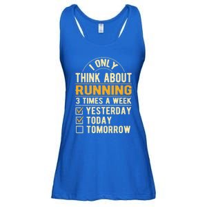 I Only Think About Running Sayings Runner Quotes Marathon Gift Ladies Essential Flowy Tank