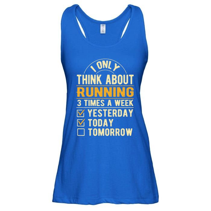 I Only Think About Running Sayings Runner Quotes Marathon Gift Ladies Essential Flowy Tank