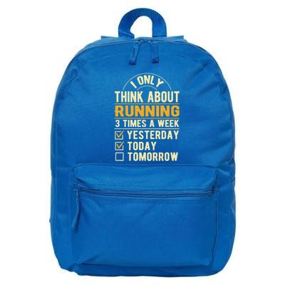 I Only Think About Running Sayings Runner Quotes Marathon Gift 16 in Basic Backpack