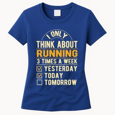 I Only Think About Running Sayings Runner Quotes Marathon Gift Womens T-Shirt