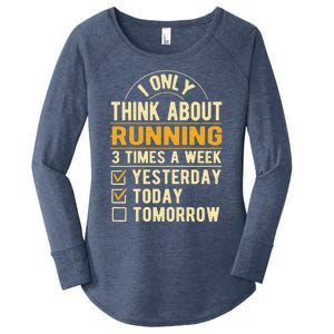 I Only Think About Running Sayings Runner Quotes Marathon Gift Women's Perfect Tri Tunic Long Sleeve Shirt