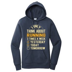 I Only Think About Running Sayings Runner Quotes Marathon Gift Women's Pullover Hoodie