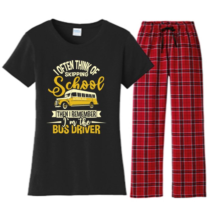 I Often Think Of Skipping School - School Bus Driver Women's Flannel Pajama Set