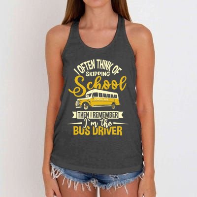 I Often Think Of Skipping School - School Bus Driver Women's Knotted Racerback Tank