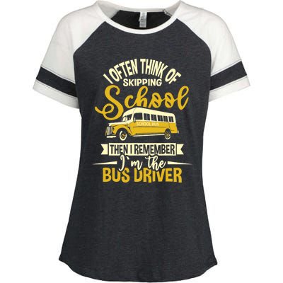 I Often Think Of Skipping School - School Bus Driver Enza Ladies Jersey Colorblock Tee