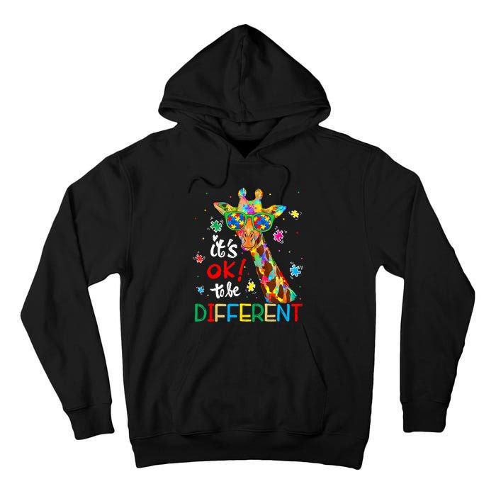 Its Ok To Be Different Autism Awareness Acceptance Giraffe Tall Hoodie