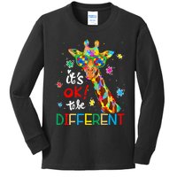 Its Ok To Be Different Autism Awareness Acceptance Giraffe Kids Long Sleeve Shirt