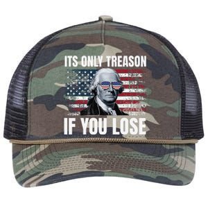 Its Only Treason If You Lose George Washington American Flag Retro Rope Trucker Hat Cap