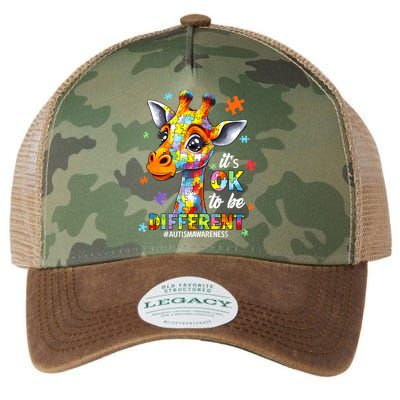 Its Ok To Be Different Autism Awareness Cute Giraffe Animal Legacy Tie Dye Trucker Hat