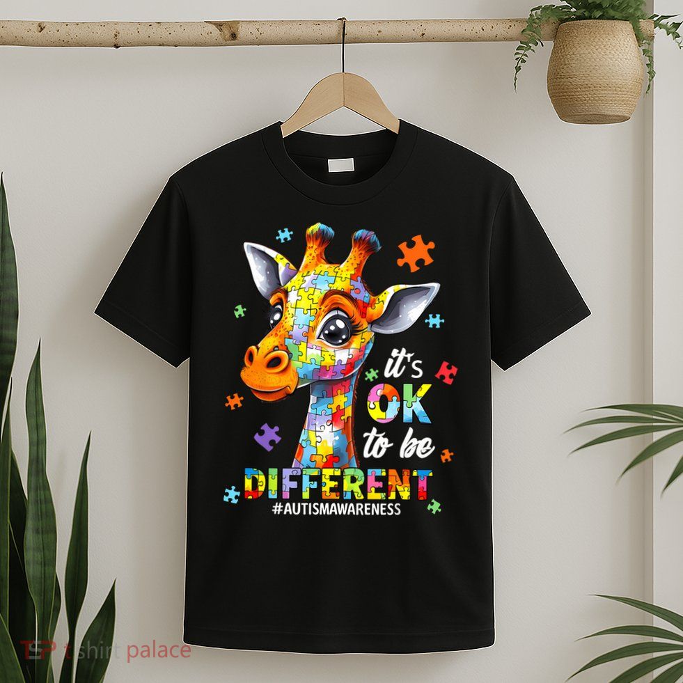 Its Ok To Be Different Autism Awareness Cute Giraffe Animal T-Shirt