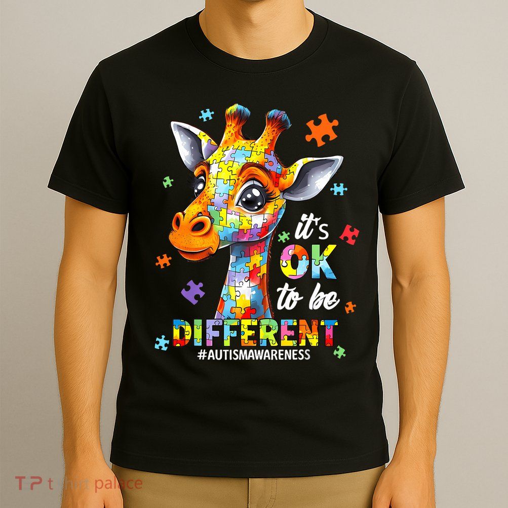 Its Ok To Be Different Autism Awareness Cute Giraffe Animal T-Shirt