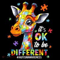 Its Ok To Be Different Autism Awareness Cute Giraffe Animal T-Shirt