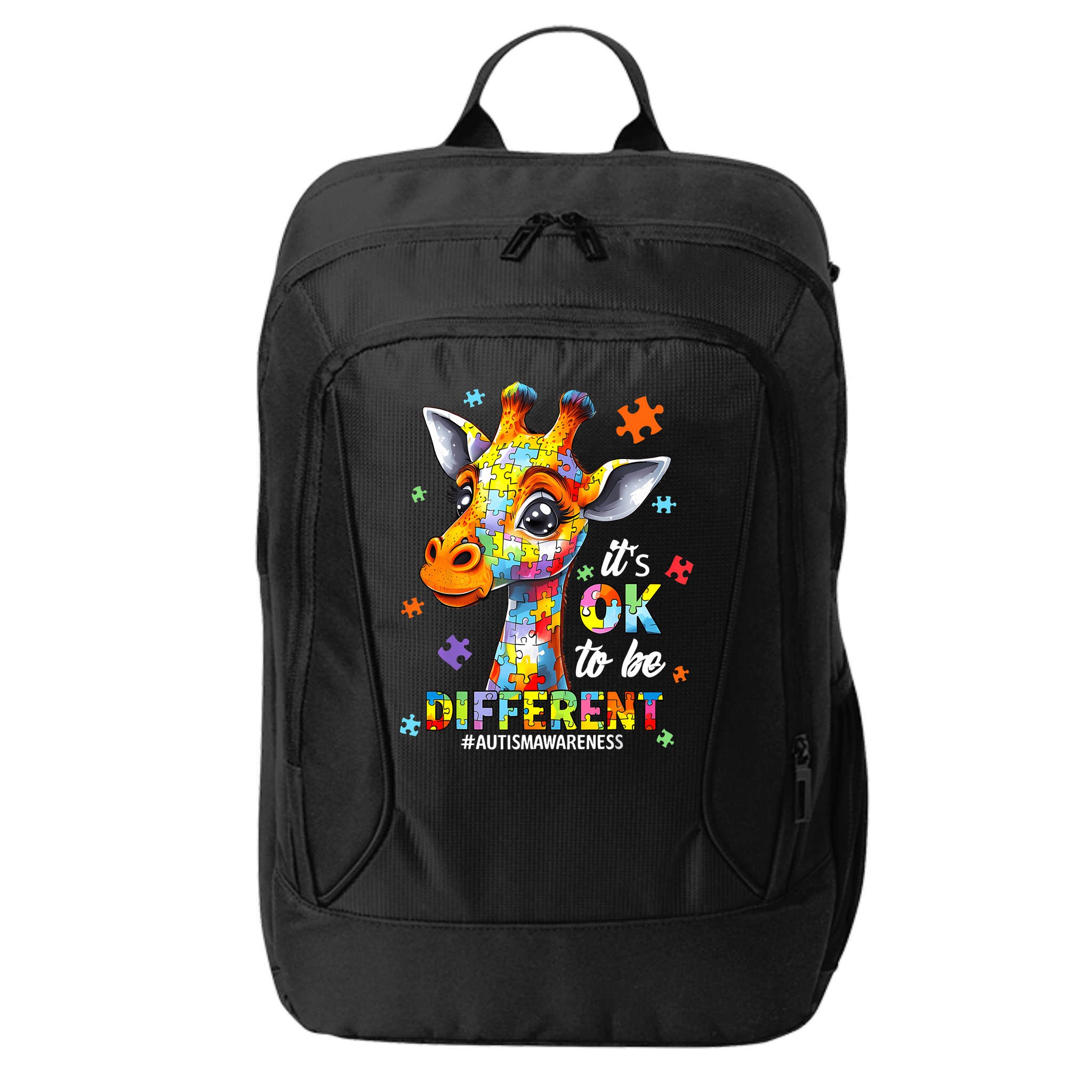Its Ok To Be Different Autism Awareness Cute Giraffe Animal City Backpack