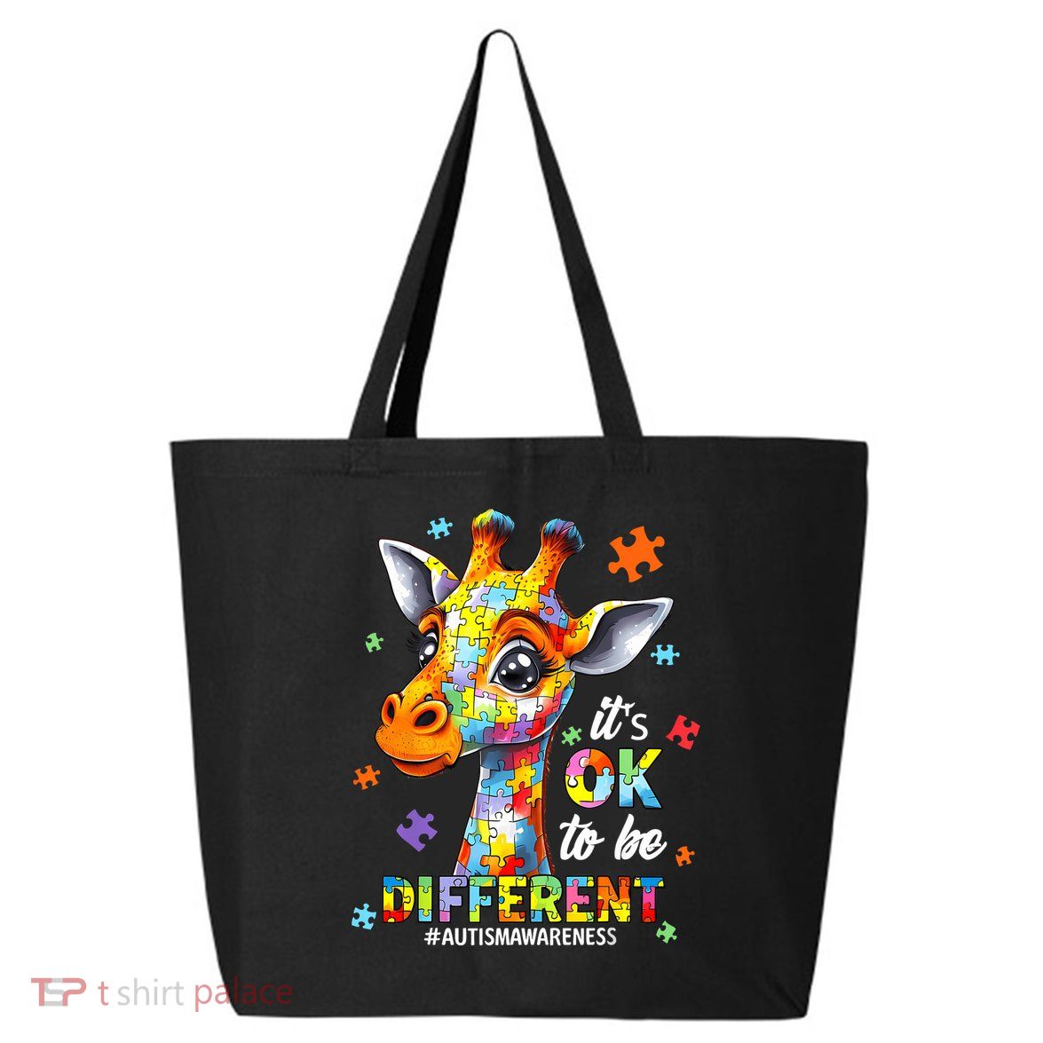 Its Ok To Be Different Autism Awareness Cute Giraffe Animal 25L Jumbo Tote