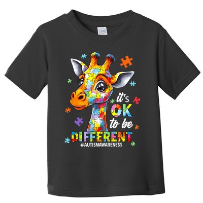 Its Ok To Be Different Autism Awareness Cute Giraffe Animal Toddler T-Shirt