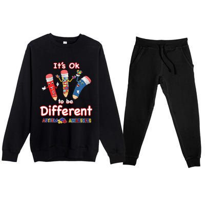 It's OK to be Different Autism Awareness Premium Crewneck Sweatsuit Set