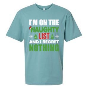 IM On The Naughty List And I Regret Nothing Christmas Funny Gift Sueded Cloud Jersey T-Shirt