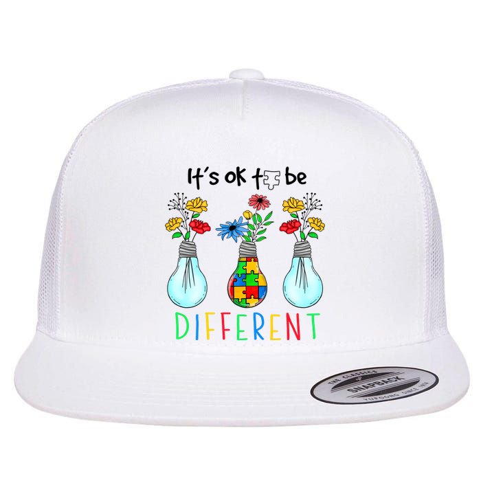 ItS Ok To Be Different Autism Awareness Flat Bill Trucker Hat