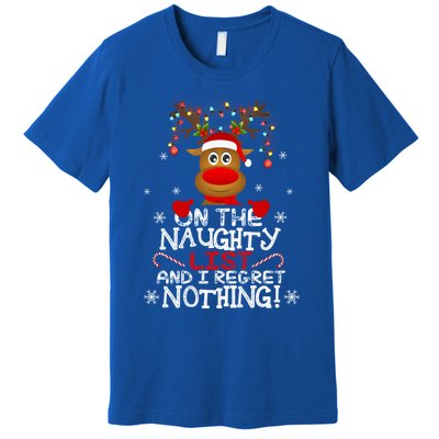 IM On The Naughty List Funny Reindeer Christmas Pajamas Gift Premium T-Shirt